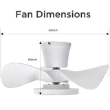 ocioc Quiet Ceiling Fan with LED Light 22 inch Large Air Volume Remote Control for Kitchen Bedroom Dining Room Patio ocioc