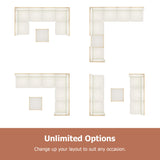 LYNSLIM 7 Piece Outdoor Patio Furniture Set, Wicker Outdoor Sectional Furniture Set, Boho Patio Conversation Sectional Sofa with Large Tempered Glass Coffee Table and Waterproof Cushion for Backyard LYNSLIM