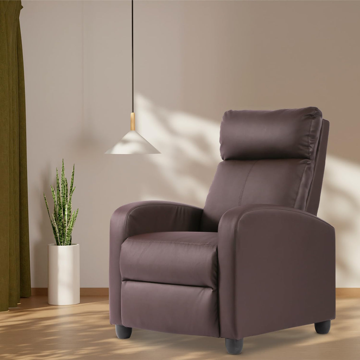 Ruesleag Massage Recliner Chair Recliner Sofa Modern Reclining Chair w/Footrest Backrest Breathable Padded Single Sofa Home Theater Seating Reclining Easy Lounge for Living Room Bedroom,Brown Ruesleag