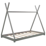 Bellemave Twin Montessori Floor Bed Frame with Sturdy Triangle Structure in Gray Bellemave
