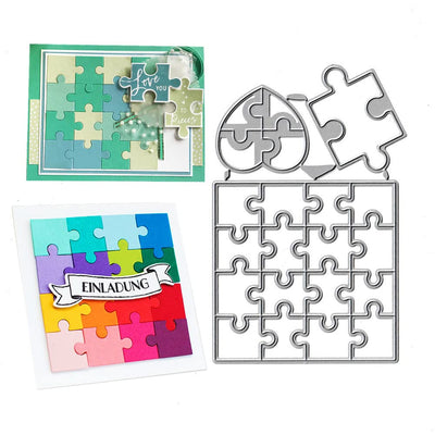 Square Jigsaw Puzzle Cutting Dies,Love Heart Jigsaw Puzzle Die Cuts Metal Embossing Stencils Template Mould for Card Scrapbooking and DIY Craft Album Paper Card Decor