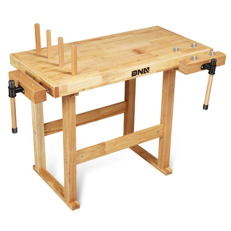 DNA MOTORING Heavy Duty Wood Workbench, Wooden Workbench for Workshop, Garage, W/Adjustable Handle, TOOLS-00523 DNA MOTORING