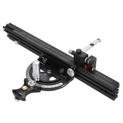 Precision Miter Gauge, Standard Slot, Aluminum Alloy Table Saw Miter Gauge with Miter Fence with 45 Degree Angled Ends for Maximum Stock Support & a Repetitive Cut Flip Stop