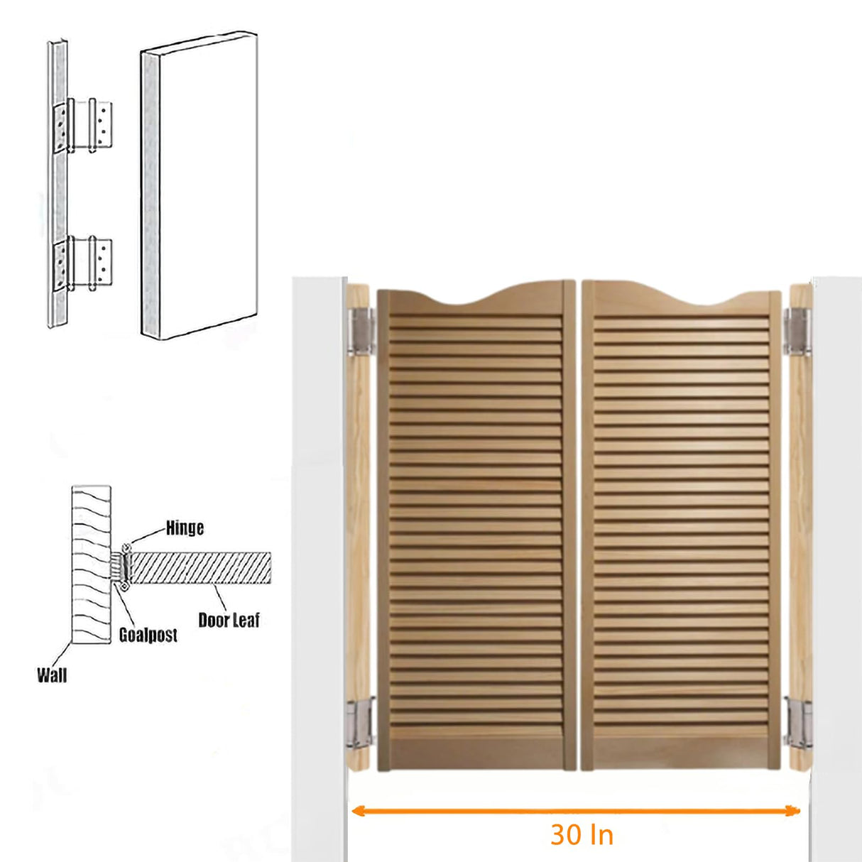 Saloon Doors 30/32/36 in Wide, Modern Swinging Half Door for House, Kitchen, Interior Wood Cafe Door with Hardware, Western Style Premade Bar Doors LVYIHAN