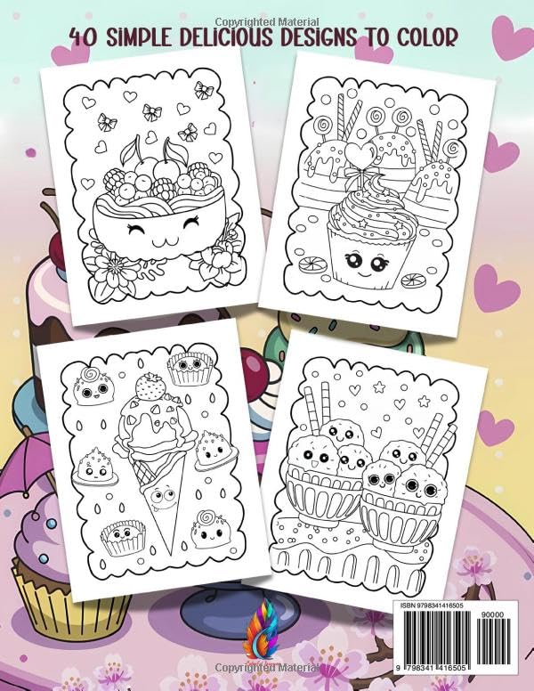 Sweet Kawaii Treats Simple, Bold and Easy: Coloring Book for Adults and Seniors Relaxation WoodArtSupply