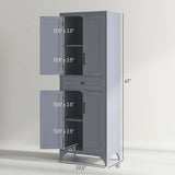 HOMCOM 67" Tall Freestanding Kitchen Pantry Cabinet, 4-Door Storage Cabinet with Drawer and Adjustable Shelves for Dining Room, Gray HOMCOM