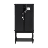 KEIKI Curio Cabinet, 48" H Lighted Glass Display Cabinet w/Adjustable Shelves, Acrylic Mirrored Back Panel, Tempered Glass Doors, Black (Bulb Not Included) KEIKI