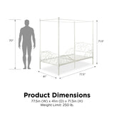 DHP 3265098 Sturdy Bed Frame, Twin, White DHP