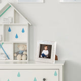 4x4 Picture Frame Square Wood Distressed Simple Striped Border Designed White Wooden Photo Frame with HD Glass for Tabletop Display Wall Mount Wedding Baby Family Farmhouse Collage Home Office Decor… OKSQW