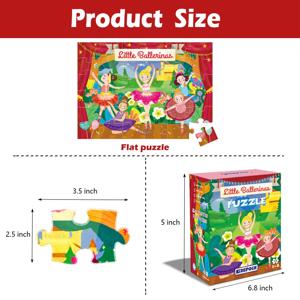 Floor Puzzles for Kids Ages 3-5 Premium 48-Piece 20 x 14 Inch Ballerinas Princess Jigsaw Puzzles for Kids Ages 4-8 KiDEPOCH