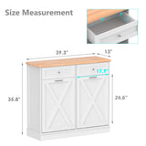 Betterhood Double Tilt Out Trash Cabinet Can Bin Kitchen 20 Gallon Wooden Free Standing Laundry Sorter,Recycling Cabinet with Hideaway Drawer, (White) Betterhood