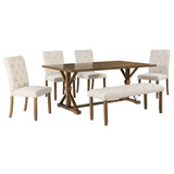 Bellemave 6-Piece Dining Table Set for 6 Farmhouse Kitchen Table Set with 4 Upholstered Chairs and Bench, Rectangular Dining Room Set for Kitchen, Dining Room (Walnut) Bellemave