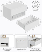 Aienvey Floating Nightstand, Small Modern Floating Nightstand with Drawer, Floating Shelves for Bedroom, Bathroom, White Aienvey