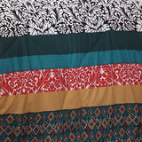 Lush Decor Boho Striped Reversible 7 Piece Comforter Bedding Set, King, Turquoise & Tangerine Lush Decor