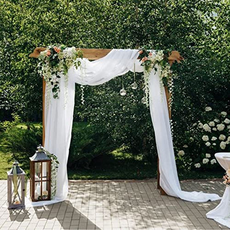 Wedding Arch Draping Fabric, 63" x 26Ft White Wedding Arch Drapes Tulle Fabric Drapery Sheer Backdrop Curtains for Wedding Ceremony Arch Stage Party Ceiling Décor Bukani