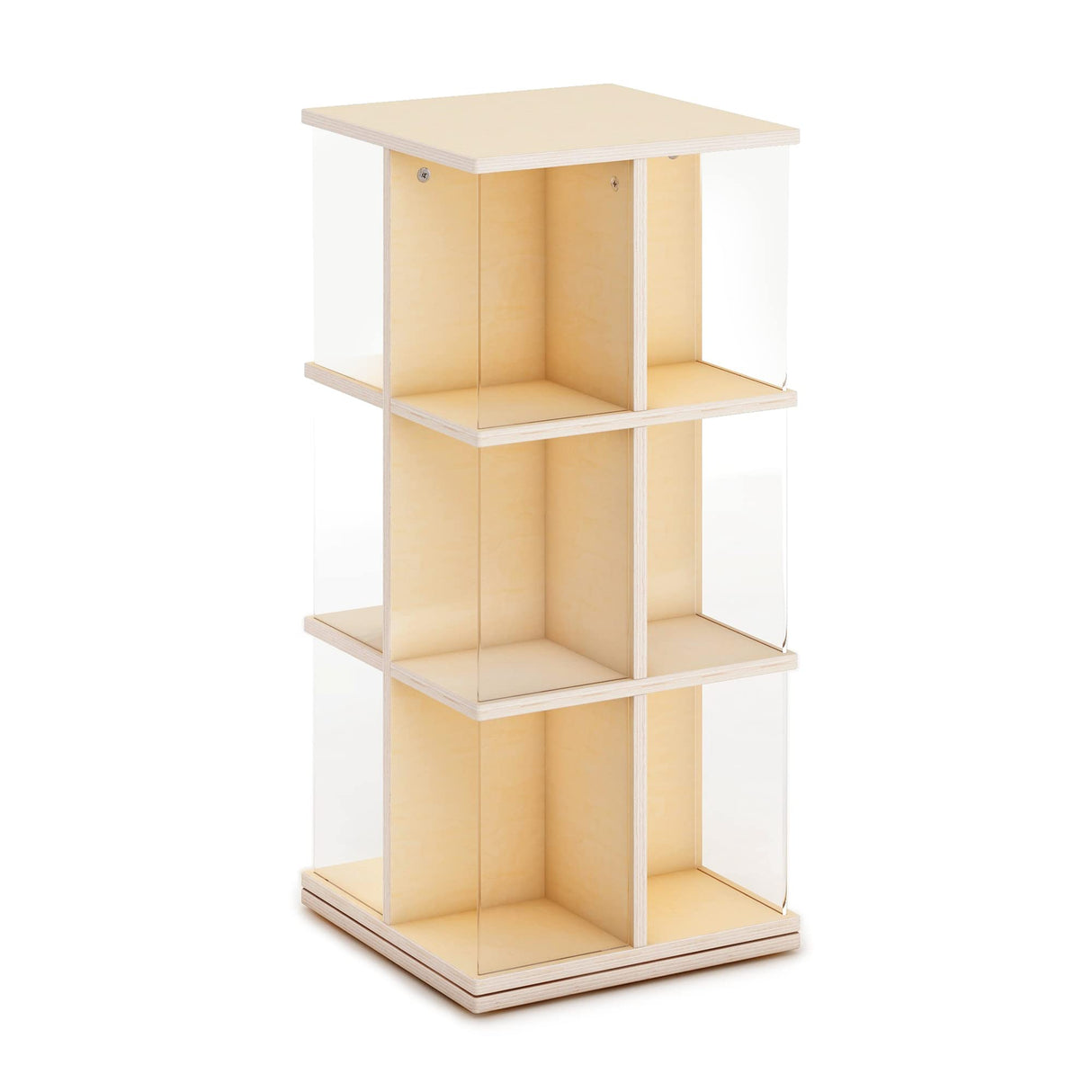 Guidecraft EdQ Rotating Book Display - Birch: Spinning Plywood Storage Bookshelf with Acrylic Windows for Kids Classroom, Playroom, or Bedroom Guidecraft