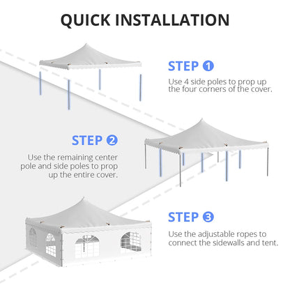 Quictent 20'X20' PVC Fire Retardant Pole Tent, Heavy Duty Party Tent Canopy Shelter, 33-80 Person Capacity, for Parties, Weddings, and Events, Commercial and Residential Use - WoodArtSupply