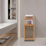 Xlsdlvcnxz Tilt Out Laundry Hamper with Shelves Bamboo Frame Non-Woven Basket for Clothes Storage Bathroom Organization Xlsdlvcnxz