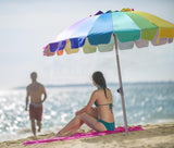 AMMSUN 7.5ft Heavy Duty HIGH Wind Beach Umbrella with sand anchor & Tilt Sun Shelter, UPF 50+ Protection Outdoor Umbrellas Sunshade with Carry Bag for Patio Garden Pool Backyard Rainbow AMMSUN