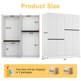 Wakefit 4 Doors Armoire Closet, Wooden Bedroom Armoires with Hanging Rod, Wardrobe Closet with Doors, Freestanding Wardrobe Cabinet for Bedroom, Guest Room, White(20.4" D x 63" W x 74.8" H) Wakefit