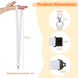 OMISTAR 50 PCS Sublimation Blank Lanyards, Bulk White Sublimation Lanyards with Detachable Buckles, Neck Lanyards Heat Transfer Lanyard for ID Badge Holder Keychain Gifts OMISTAR