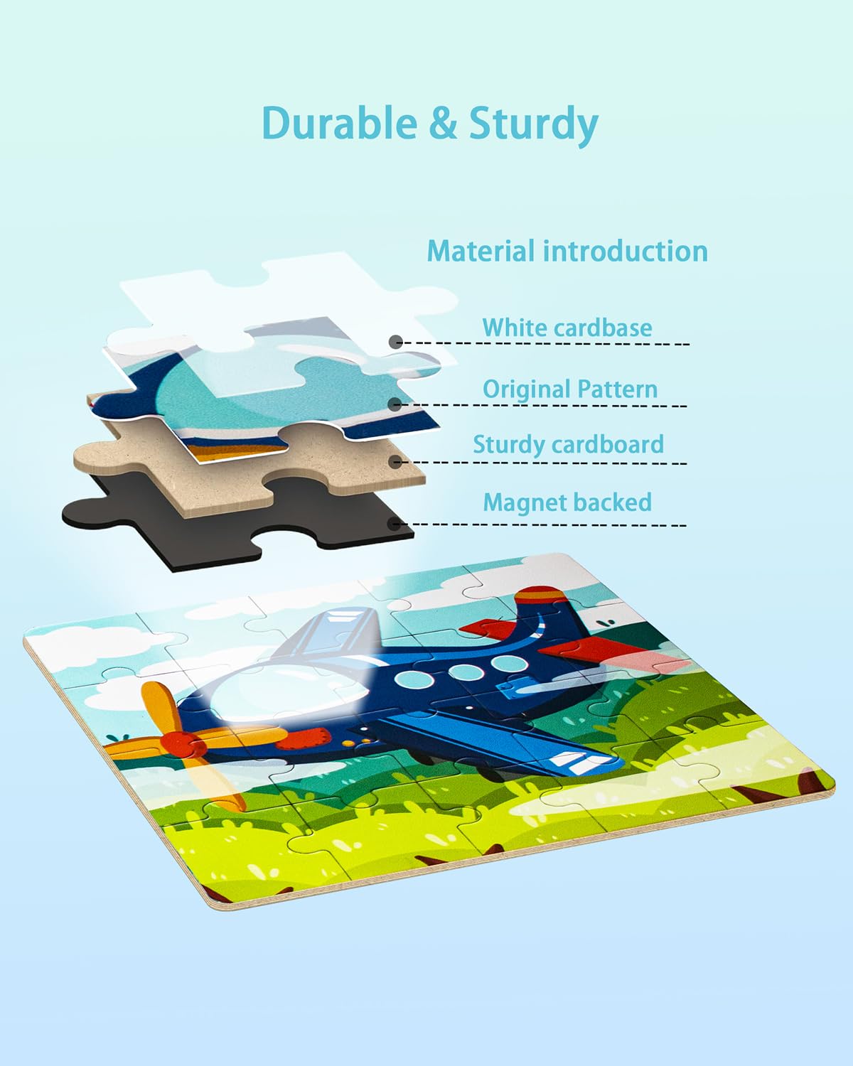 Magnetic Puzzles for Kids 2-4, Travel Puzzles Games for Kids Ages 3-5, Jigsaw Puzzle Book Activities Toy for Kids Boys Girls Ages 3 4 5 in Car, Learning Magnet Toys for Road Trip (Airplane) Unistylar