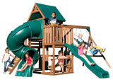 Swing-N-Slide WS 8359 Tellico Terrace Wood Swing Set with Two Slides, Climbing Wall & Swings, Brown Swing-N-Slide