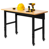 48" Adjustable Workbench with Wheels, Rolling Work Table for Garage, 2000 LBS Capacity Hardwood Work Bench, Heavy Duty Table for Workshop, Office, Garage, Home spanspace