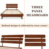 Bme Caden 15 Inch Adjustable Headboard Bed Frame - Mid Century Acacia Wood - No Box Spring Required - Dark Chocolate - Queen Size Bme