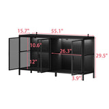 HOMSETTIE Glass Display Cabinet with LED Lights & Glass Shelves, Modern Curio Display Storage Cabinet with 4 Shelves for Collections, Trophies, Black HOMSETTIE