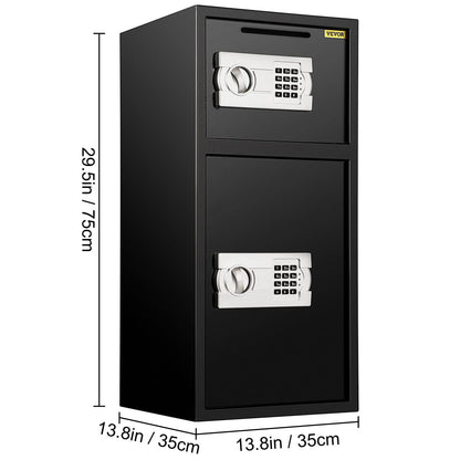 VEVOR Large Double Door Security Safe Box 2.6 Cubic Feet Steel Safe Box Strong Box with Digital Lock for Money Gun Jewelry Black