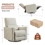 GAOMON Swivel Rocking Recliner Chair, Manual Leather Recliner Glider with Lumbar Support & Padded Armrest, Comfortable Rocker Nursery Single Sofa for Living Room and Bedroom (White) GAOMON