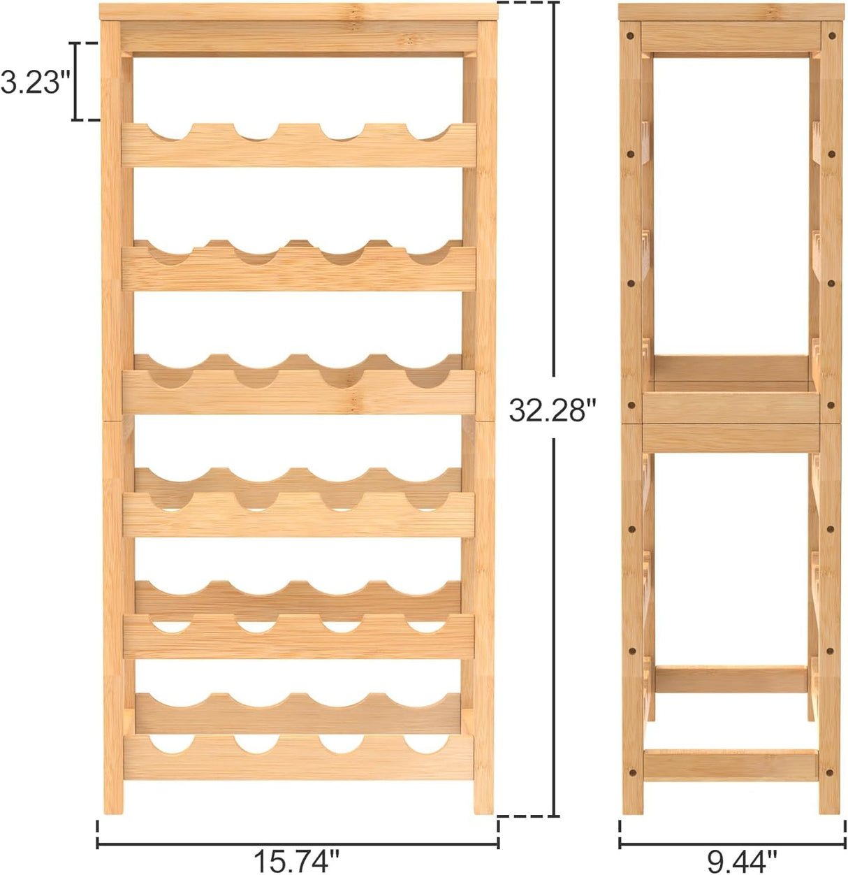 FoverOne 24-Bottle Wine Rack Freestanding Floor, 6 Tier Bamboo Wine Display Rack with Table Top, Wine Storage Shelf for Kitchen Dining Room Bar FoverOne