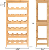 FoverOne 24-Bottle Wine Rack Freestanding Floor, 6 Tier Bamboo Wine Display Rack with Table Top, Wine Storage Shelf for Kitchen Dining Room Bar FoverOne