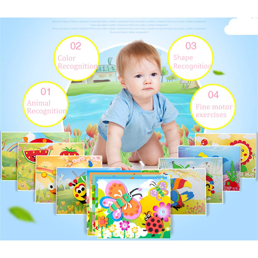 20 Pcs EVA Foam Stickers Mosaic Sticker Art Kits for Kids,DIY Cartoon Animal Painting Stickers Class Drawing Sticker Puzzle Art Craft Kit for Girls Boys Preschool Activities Early Learning Games WYNAKESHU