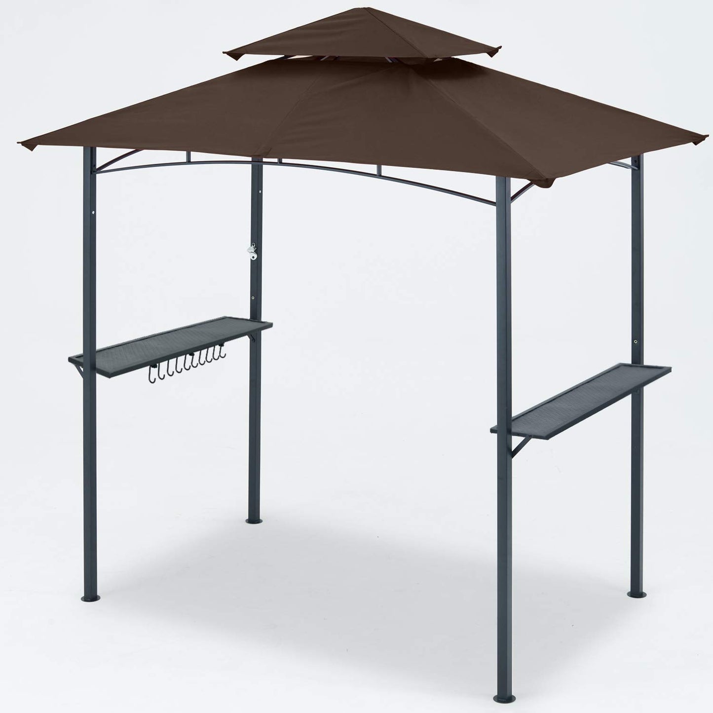MASTERCANOPY 8 x 5 Grill Gazebo Outdoor BBQ Gazebo Canopy with 2 LED Lights (Brown)
