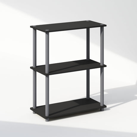 Furinno Turn-N-Tube 3-Tier Multipurpose Compact Bookshelf, Bookcase, Black/Grey Furinno