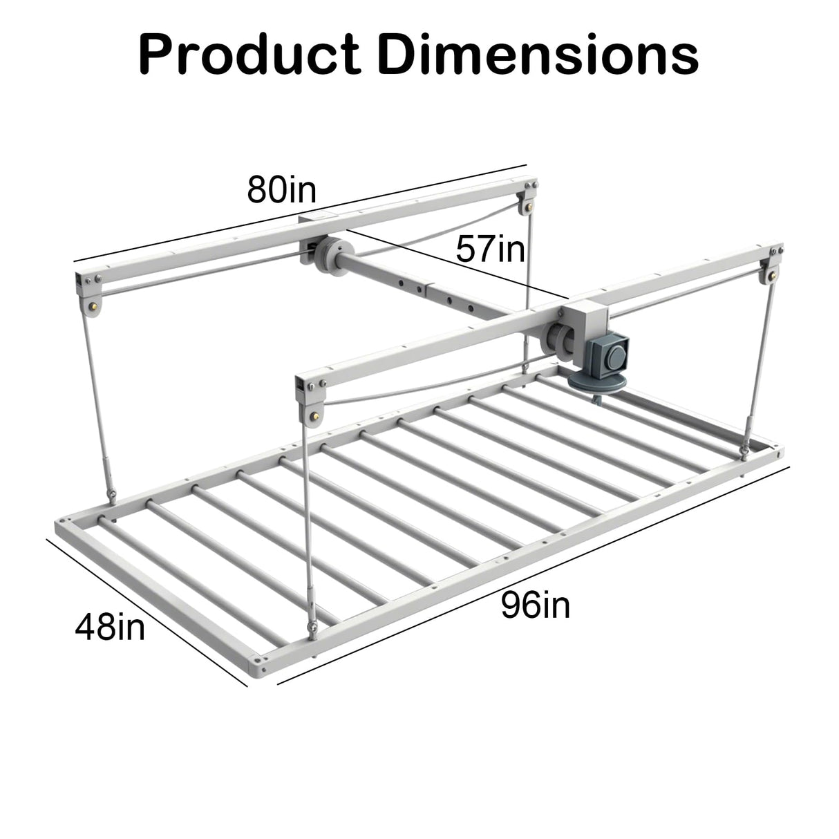 KIPPDURO Overhead Garage Storage Lift-4x8 FT Overhead Garage Storage Rack, with Safety Lock, Heavy-Duty Adjustable Ceiling Storage 325 lbs Capacity Suitable for Tools Kayaks Ladder Storage Racks KIPPDURO