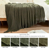 Blagic Knitted Throw Blanket for Couch Soft Farmhouse Boho Throw Blanket with Tassels Home Decorative Lightweight Throw Blankets,Dark Green Throws for Bed/Chair/Sofa, Wheat Textured, 50" W x 60" L Blagic