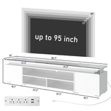 LED TV Stand for 95 Inch TV, Modern Gaming TV Stand with Power Outlet, High Gloss TV Console Entertainment Center with Storage for Living Room, Bedroom (83 Inch,White) Hlivelood
