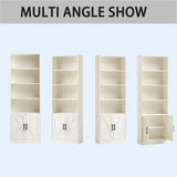 RWYHG 70in Tall Bookshelf 6 Tier Bookcase with Barn Doors and Adjustable Shelf, White Farmhouse Book Shelves with Storage Cabinet RWYHG
