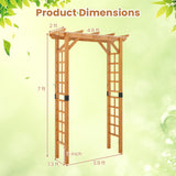 Giantex 7FT Wood Garden Arbor Trellis, Wooden Wedding Arch for Ceremony Party, Outdoor Archway Pergola for Climbing Plants, Pathway, Yard, Garden Decor, Easy Assembly (Honey Brown, 55''W x 85''H) Giantex