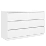 Vibe & Dine White Dresser 6 Drawer, Modern Double Dresser for Bedroom, Wood Chest of Drawers with Wide Storage for Living Room Vibe & Dine