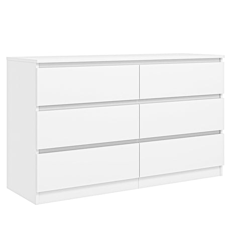 Vibe & Dine White Dresser 6 Drawer, Modern Double Dresser for Bedroom, Wood Chest of Drawers with Wide Storage for Living Room Vibe & Dine
