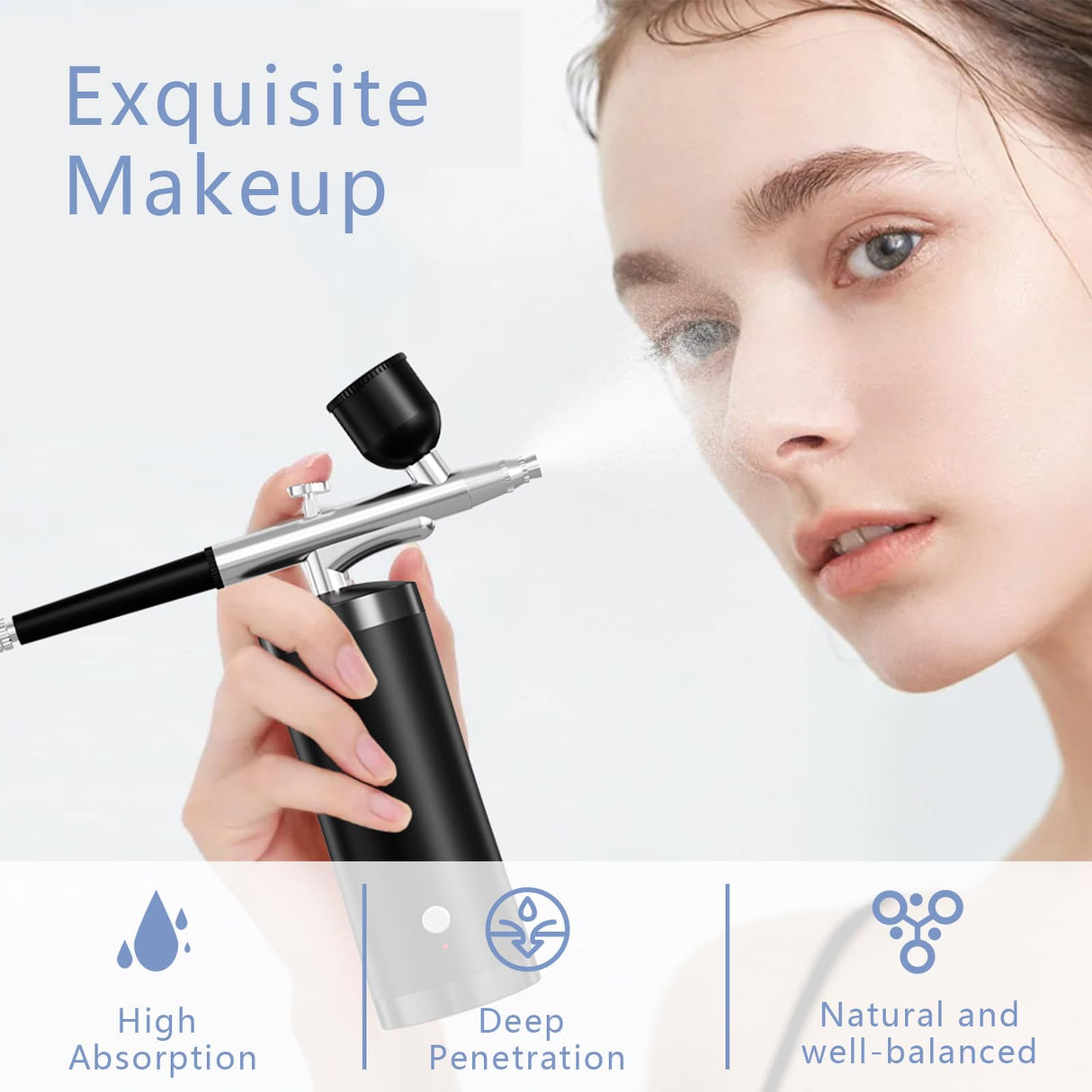 Airbrush Kit With Compressor 48PSI Rechargeable High Pressure Air Brush Set Cordless Airbrush Kit with 0.3mm Nozzle for Painting,Nail Art, Cake Decor,Makeup,Modeling (Black) crpen