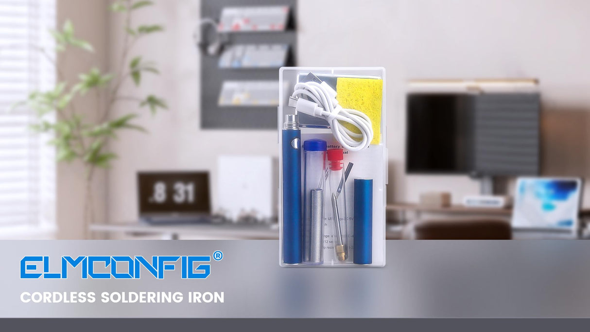 ELMCONFIG Cordless Soldering Iron Kit, Wireless Electric Soldering Gun Pen, 1100mAh Large Battery, Portable and Rechargeable for Home Appliance Repair, Electronic Components, DIY ELMCONFIG