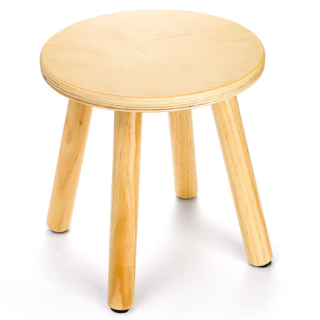 Goaste 10 Inch Wooden Step Stool, Solid Round Sitting Stools for Adults, Multi-Purpose Short Chair Perfect Matched Sensory Table, 4-Legged Small Foot Rest Stool for Playroom, Kitchen, Bedroom Goaste