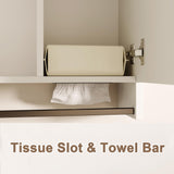 ChooChoo Lighted Bathroom Medicine Cabinet with Mirror, Wall-Mounted Bathroom Wall Cabinet with Mirror Doors, LED Lights, Adjustable Shelves, Towel Bar, White ChooChoo