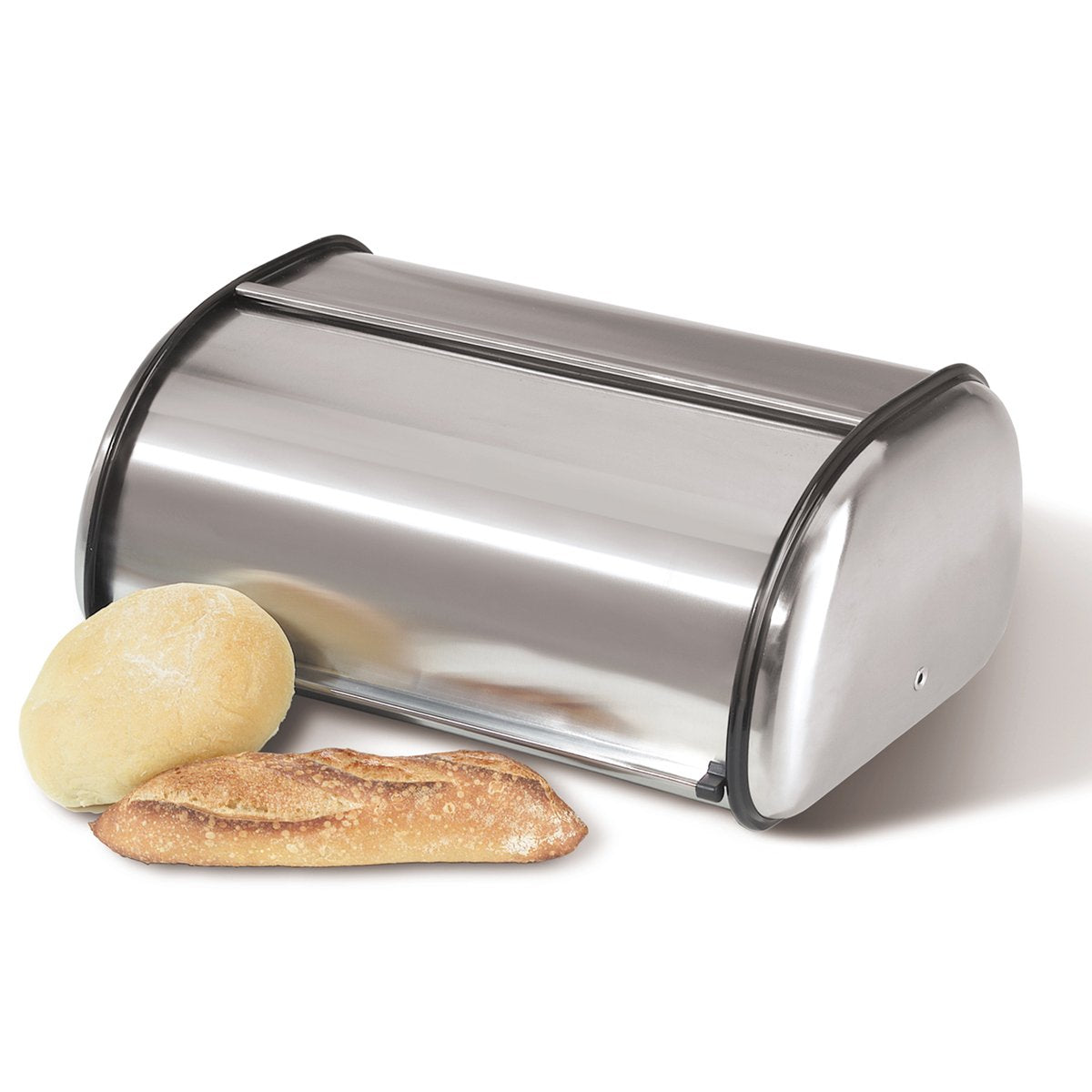 Oggi Stainless Steel Roll Top Bread Box for Kitchen Countertop with Stainless Steel Lid - Fits Multiple Large Loaves of Bread and Other Freshly Baked Goods Including Cookies, Bagels, Muffins Oggi