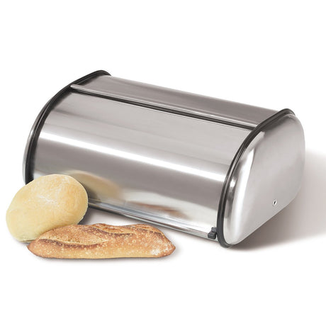 Oggi Stainless Steel Roll Top Bread Box for Kitchen Countertop with Stainless Steel Lid - Fits Multiple Large Loaves of Bread and Other Freshly Baked Goods Including Cookies, Bagels, Muffins Oggi